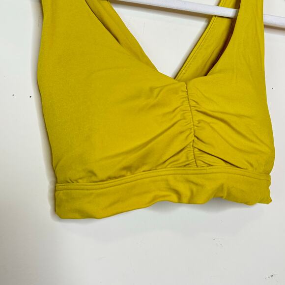 OFFLINE by Aerie Ruched Sports Bra Yellow Green NWT Small Racerback Padded - Picture 3 of 7